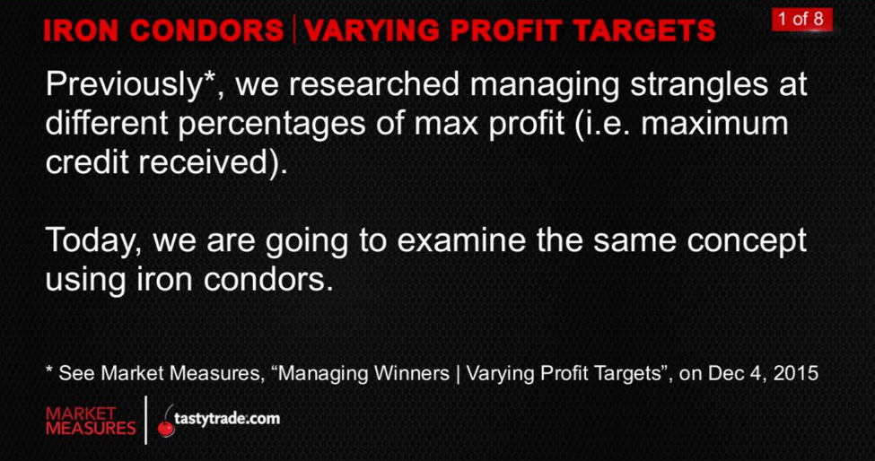 Iron Condors: Varying Profit Targets - 1