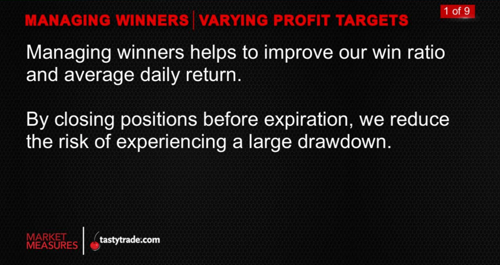 Short Strangles: Varying Profit Targets - 1