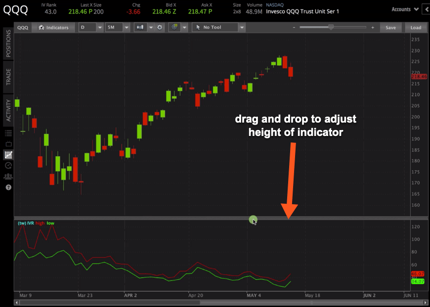 Adjusting the height of indicator